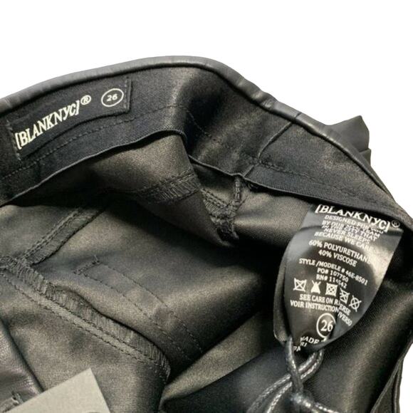 BLANKNYC Vegan Leather Bike shorts Stretch black Sz 26 banded waist flat front - Picture 9 of 15